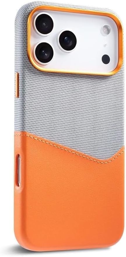 Ultrathin Case for iPhone 17 Pro Max/17 Pro/Air/17, Colorblock Card Slot Leather Back Drop Protection Cover (17 Pro,Green) (17 Pro,Orange)