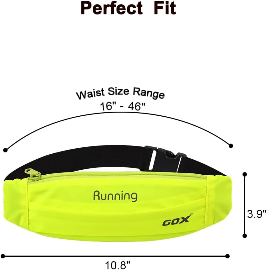 GOX Running Belt Small Waist Packs Slim Fanny Pack for Women Lightweight Waterproof Hip Pack Money Safe Bag in Pants Phone Holder Ultra Running Pouch (green)