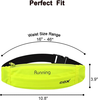 GOX Running Belt Small Waist Packs Slim Fanny Pack for Women Lightweight Waterproof Hip Pack Money Safe Bag in Pants Phone Holder Ultra Running Pouch (green)