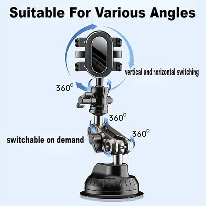 Ultra-Strong Suction Cup Phone Mount for Car - Anti-Shock & Noiseless Dashboard & Windshield Holder, 360° Adjustable Hands-Free Mount for All Smartphone (02)
