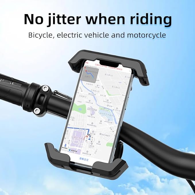 One-Hand Operation Bike Phone Holder 360° Rotation Quick Release Holder for Motorcycle Scooter E-Bike Fits iPhone Samsung Google Pixel, Black (Regular model)