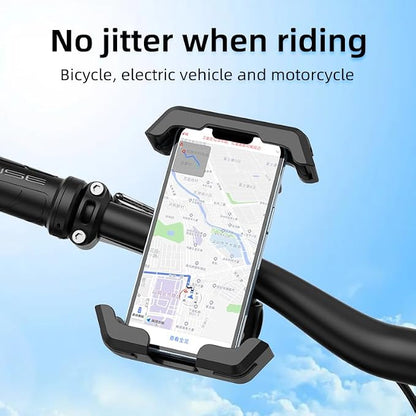 One-Hand Operation Bike Phone Holder 360° Rotation Quick Release Holder for Motorcycle Scooter E-Bike Fits iPhone Samsung Google Pixel, Black (Regular model)