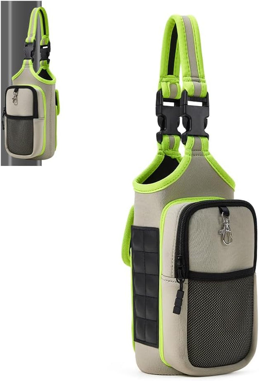 VAKAER Magnetic Gym Bag, Water Bottle Carrier Holder with Phone Pocket & Adjustable Strap,10 Ultra-Strong Magnets Stick to Fitness equipment, Workout Accessories Pouch for Women & Men (Light Grey)