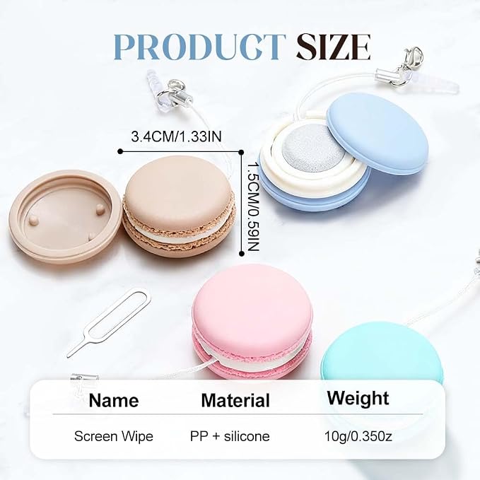 Yilia Macaron Phone Screen Cleaner, Cute Macaron Design Mobile Phone Screen Cleaner, Washable Dedusting Tool for Eyeglasses and Cell Phones (Khaki, 8pcs)
