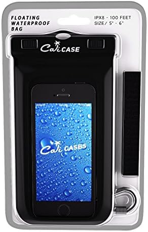 CaliCase Universal Waterproof Floating Phone Pouch - IPX8 Waterproof Floating Phone Case with Lanyard for iPhone X-15/ S20-S24/ Pixel 4-8 - Black