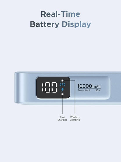 UGREEN MagFlow 10,000mAh Power Bank, Qi2 25W Certified Wireless Charging, Magnetic Portable Charger for MagSafe with Built-in Cable, 30W USB-C Battery Pack for iPhone 17 Pro Max/16/15/14/13/12