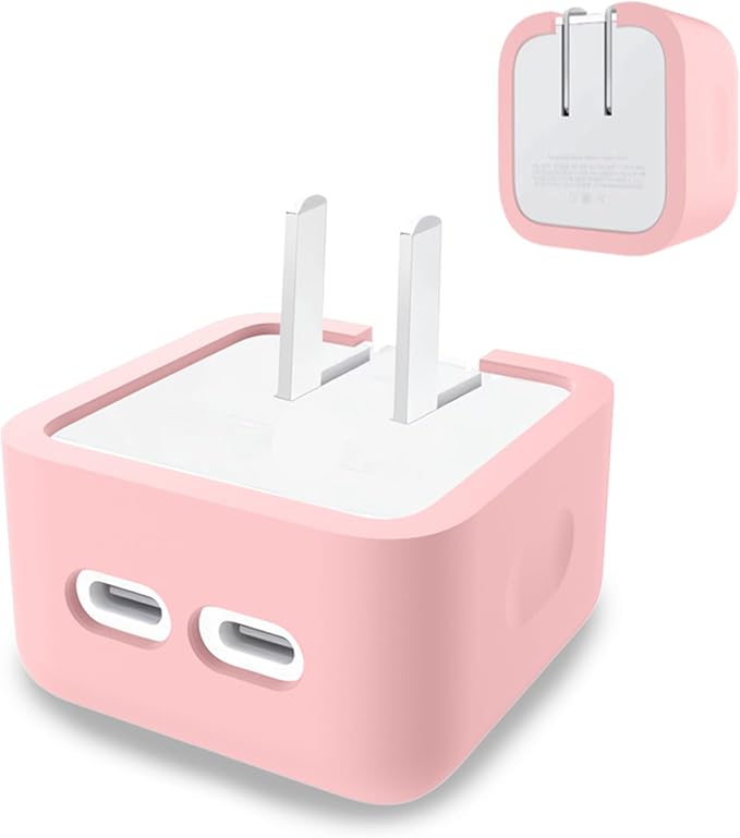 Case for Apple 35W Power Adapter – Soft Silicone Protective Cover for Dynamic Charger,Shockproof Dustproof Charging Block Protector Sleeve[Pink]