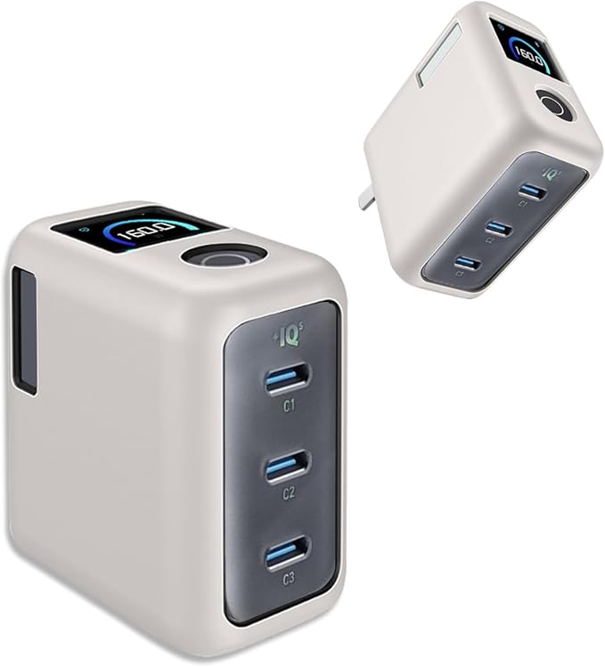 Silicone Case for Anker 160W 3-Port Compact USB C GaN Charger Block,Full-Body Protective Cover for Anker Prime Charger,Precise Port Cutouts (Case Only) Grey