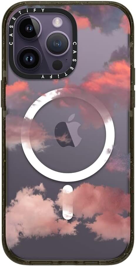 CASETiFY Impact iPhone 14 Pro Max Case [4X Military Grade Drop Tested / 8.2ft Drop Protection/Compatible with Magsafe] - Clouds - Glossy Black