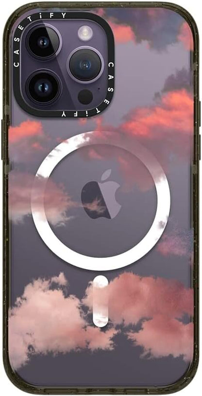 CASETiFY Impact iPhone 14 Pro Max Case [4X Military Grade Drop Tested / 8.2ft Drop Protection/Compatible with Magsafe] - Clouds - Glossy Black