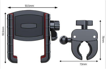 Bicycle Phone Holder Mount, Bike Motorcycle Handlebar Phone Mount Clamp ATV Scooter Phone Clip with One Hand Operation for iPhone Samsung 4.5-7" Smartphone, 360° Rotation
