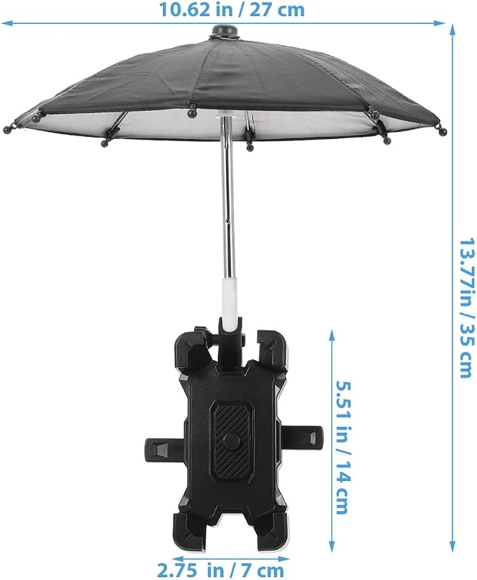 LIOOBO Phone Umbrella Holder: Bike Holder for Phone, Bicycle Cell Bracket with Small Sunshade Cover