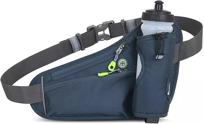 HOTEMIA Fanny Pack with Water Bottle Holder, Hydration Running Belt for Men Women Adjustable Strap Waist Bag Suitable for Hiking Running Walking Jogging Camping (Bottle Not Included) (Dark Grey)