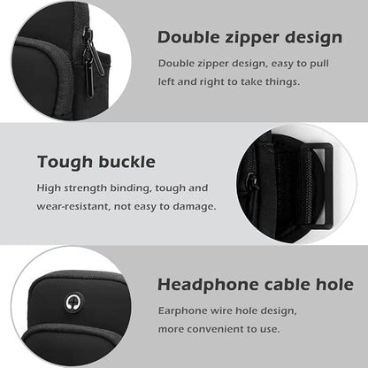 Phone Holder for Running, Walking, Workout, Under 7 in Armband Smartphone Holder, Phone Pouch Cards Keys Wallet, Gym Sports Arm Bands Sleeve Fit Women Men(Color:Black)