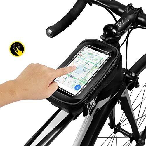 Bike Frame Bag, Bike Phone Mount, Waterproof Cycling Front Top Tube Pouch Pannier Bicycle Frame Phone Holder Crossbar Storage Bags for iPhone 13 12 11 Pro MAX XS XR X 8 7 Plus Smartphones Below 6.5''