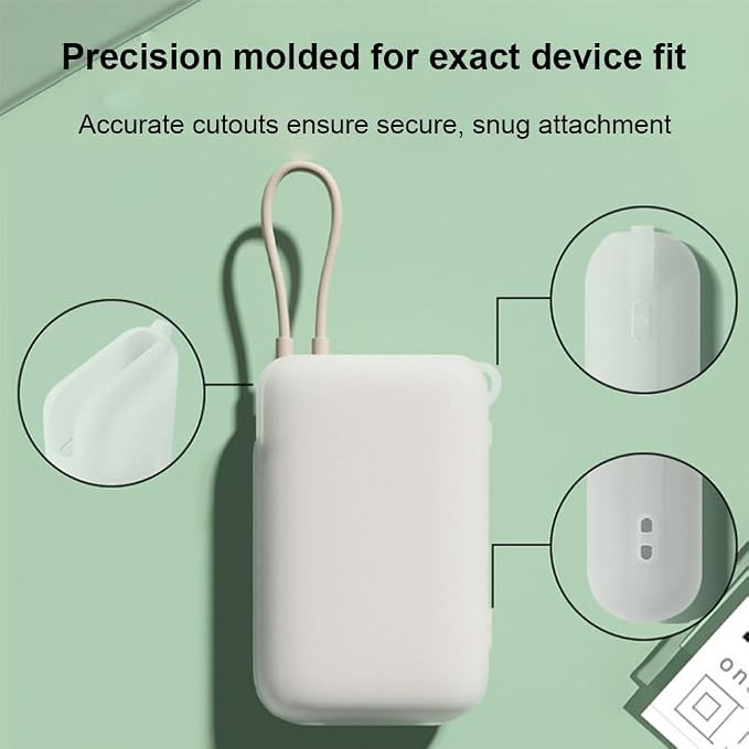 Shockproof Silicone Protective Cover Sleeve for Xiaomi 10000MAh P15ZM Power Bank Dustproof Anti-Scratch Drop-Resistant Damage-Proof Soft Skin-Friendly Case Shell Built-in Cable (Light Mint Green)