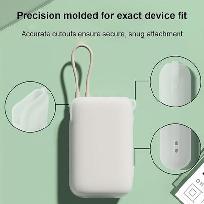 Shockproof Silicone Protective Cover Sleeve for Xiaomi 10000MAh P15ZM Power Bank Dustproof Anti-Scratch Drop-Resistant Damage-Proof Soft Skin-Friendly Case Shell Built-in Cable (Light Mint Green)
