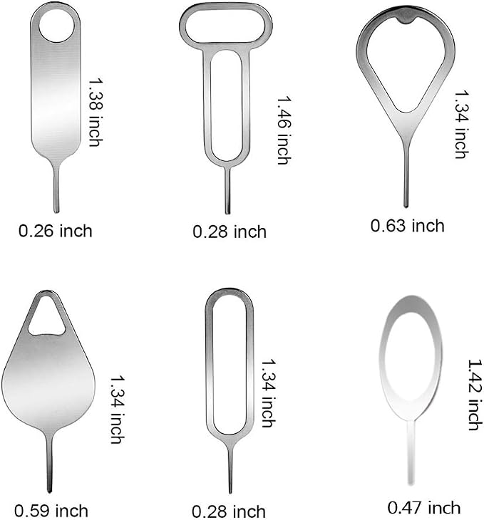 7Pcs SIM Card Removal Openning Tool Tray Eject Pins Needle Opener Ejector Compatible with All iPhone Apple iPad HTC Samsung Galaxy Cell Phone Smartphone Watchchain Link Remover (7Styles)