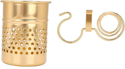 TOPINCN Hair Dryer Holder with Aluminum Storage Holder Wall Mount Hair Dryer Holder Wall Phone Holder with Fixing Screws for Hair Dryer, Hair Straightener(Gold)