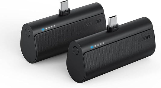 VEGER 2 Packs of Small USB C Portable Chargers, 5000mAh Power Bank Fast Charge Travel Essentials Battery Pack Compatible for iPhone 17/Air/17 Pro/17 Pro Max, Samsung Galaxy S25/S24/Android