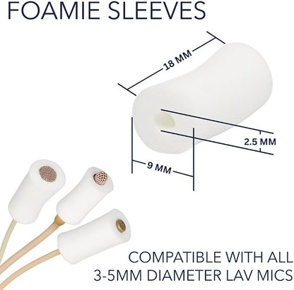 URSA Foamie Sleeves for Lavalier Microphones – Discreet Mic Covers to Reduce Clothing Noise, Protect Against Sweat & Light Wind – Pack of 12 (White)