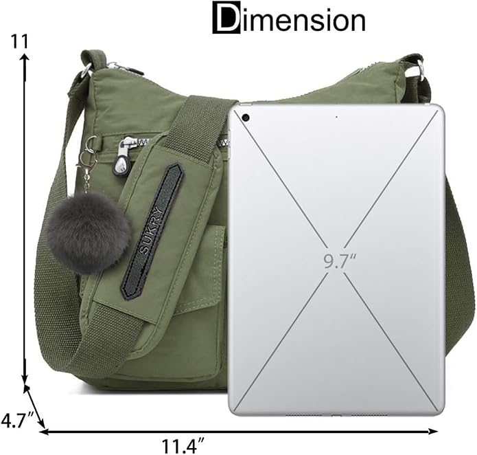 SUKRY Nylon Crossbody Bag for Women with Anti theft RFID Pocket, Waterproof Shoulder Bag Travel Purses and Handbag