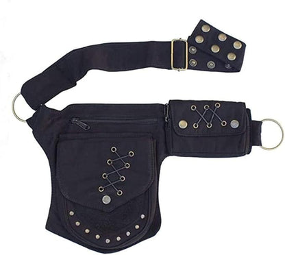 Women Waist Bag Fanny Bag Renaissance Faire Festival Chest Pack with Adjustable Belt Fashion Hip Bum Bag for Running Hiking 00/Black