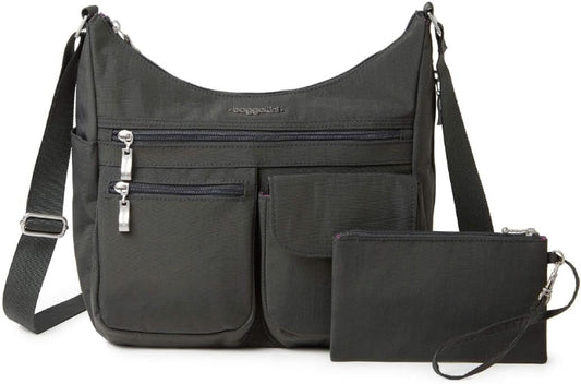 Baggallini womens Everywhere Bagg Crossbody Women 11x9 Lightweight Nylon Hobo Water-resistant Travel Bag W/Rfid
