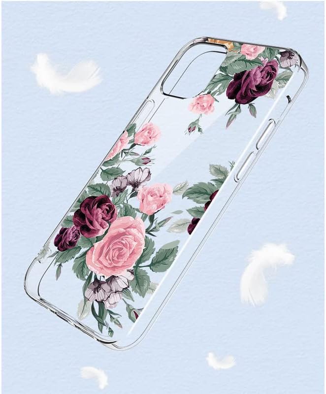 Cover for ZTE Blade A73 (6.52 inch) Case + Screen Protector，Tempered Glass 9H Hardness Protective Film and Soft Silicone Bumper Shell Transparent TPU Phone case -Pink. red Rose