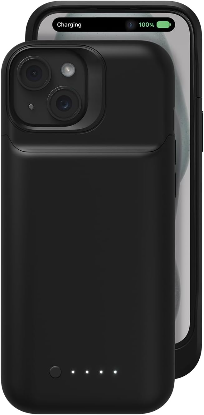 Mophie Juice Pack iPhone 15 Battery Case - Legendary Power & Protection - Up to 50% Extra Battery, 6ft Drop Safety, Eco-Friendly Design, Black