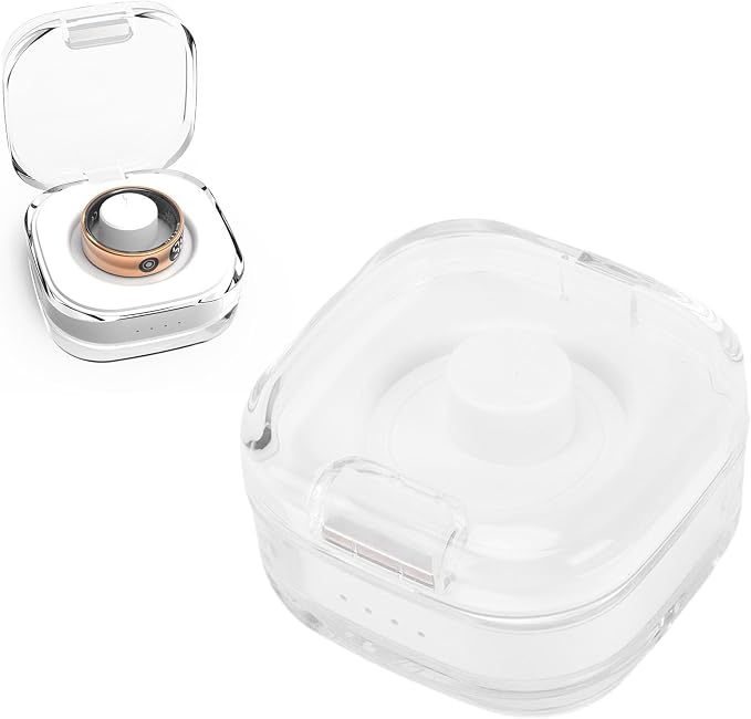 Smart Ring Charging Case, Magnetic Charging Port Type C Fast 1H Full Charge, Compatible R02 R03 R06 R11M R8 H01 SR05, Portable Travel Charger (White)