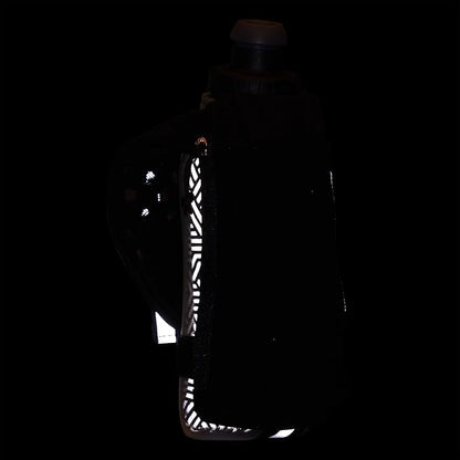 Nathan SpeedDraw 2 Insulated Handheld Running Water Bottle Flask – Double-Wall Insulation, Ergonomic Grip, Blast Valve Cap, Phone & Key Storage Pockets, Reflective Design - 12oz Insulated - Black