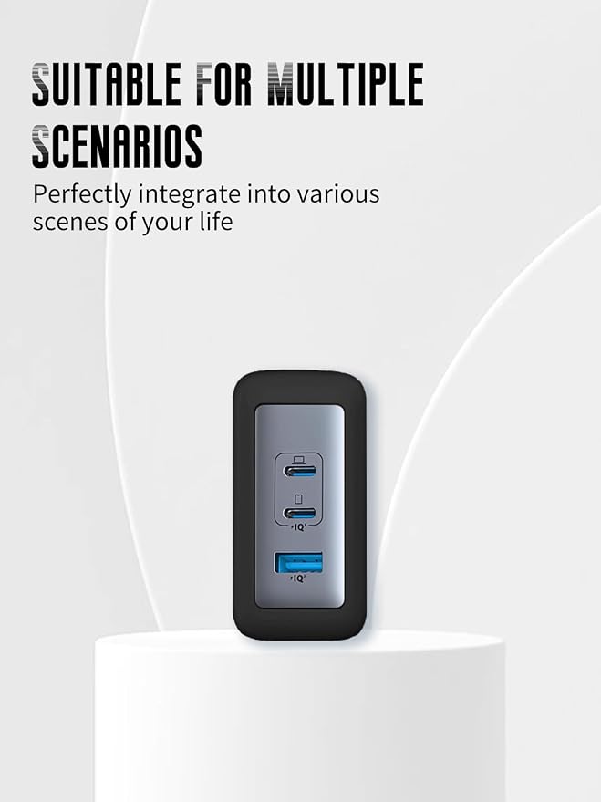 Case for Anker Nano 100W USB-C Charger (Model: A2145), Kids-Friendly Soft Silicone Protective Cover, Shockproof, Waterproof (Black)