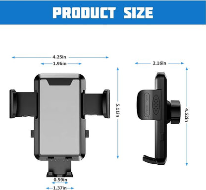 Car Phone Holder Mount, 360° Rotation Adjustable Vehicle Phone Stand with Metal Hook Clip, Auto Cellphone Holder Mount for Air Dashboard Windshield Vent, Universal for SUV RV Truck (Gray)
