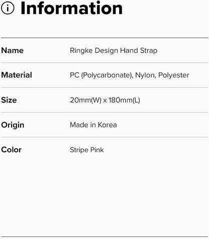 Ringke Hand Strap [Adjustable Wristlet Lanyard with Sturdy String] [One-Touch Buckle] for Phone Case, Camera, Keys, USB Flash Drive, and ID Badge - Stripe Pink