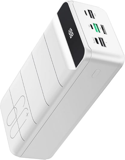 Portable Charger Power Bank 60000mAh, Battery Pack, Large Charging Bank | USB C 22.5W Fast Charging, PD4.0 & QC 4.0, High Capacity, LED Display, 4 Outputs, for iPhone, Android, Travel Essential White