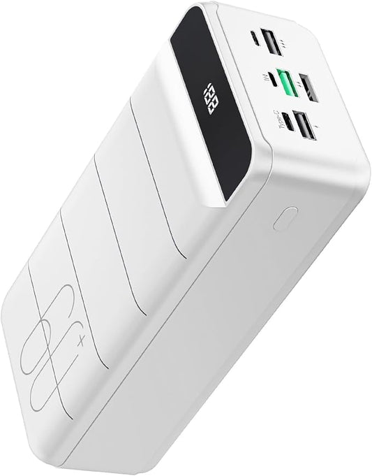 Portable Charger Power Bank 60000mAh, Battery Pack, Large Charging Bank | USB C 22.5W Fast Charging, PD4.0 & QC 4.0, High Capacity, LED Display, 4 Outputs, for iPhone, Android, Travel Essential White