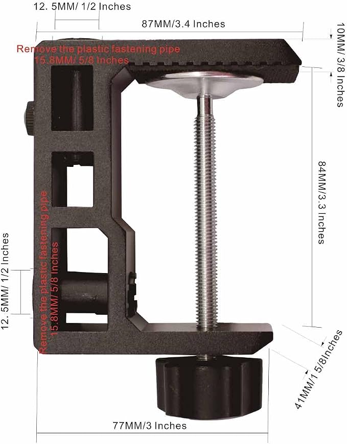 Replacement Heavy Duty C Clamp for 1/2” and 5/8” Hole Base Magnifying Lamp,Desk Lamp,Swing Arm Lamp,Phone I pad Mount,Tablet Mic Holder,Table Mount Clamp for Microphone Stand Mic Boom Arm (G2 BLACK)