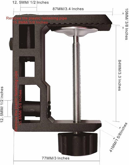 Replacement Heavy Duty C Clamp for 1/2” and 5/8” Hole Base Magnifying Lamp,Desk Lamp,Swing Arm Lamp,Phone I pad Mount,Tablet Mic Holder,Table Mount Clamp for Microphone Stand Mic Boom Arm (G2 BLACK)