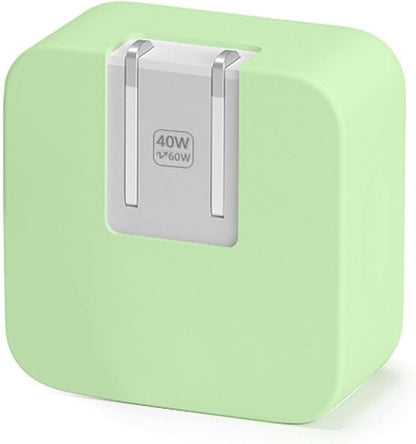 40W Dynamic (up to 60W) Soft Silicone Charger Protector Case for MacBook Air 13 13.6 15 inch M4 M3 M2 M1 Chip 2025-2018 Release, 40W Dynamic Power Adapter Sleeve Cover for iPhone 17/16 Pro/Max, Green