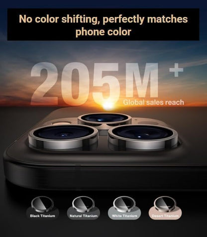 for iPhone 15 Pro/iPhone 15 Pro Max Camera Lens Protector Anti-Scratch Lens Cover, 9H+ Tempered Glass Camera Screen Cover Protector, HD View w/Night Shoot, Shatterproof, Natural Titanium