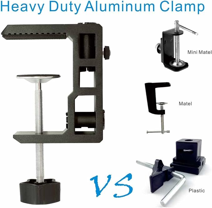 Replacement Heavy Duty C Clamp for 1/2” and 5/8” Hole Base Magnifying Lamp,Desk Lamp,Swing Arm Lamp,Phone I pad Mount,Tablet Mic Holder,Table Mount Clamp for Microphone Stand Mic Boom Arm (G2 BLACK)