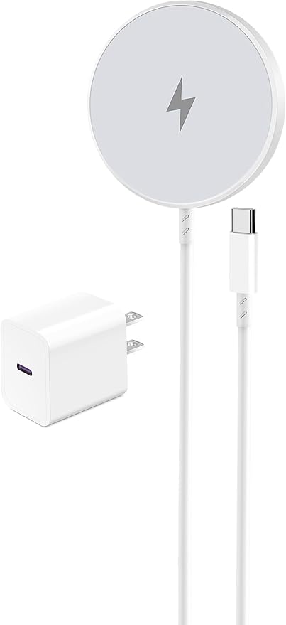 Magnetic Wireless Charger for Apple iPhone 17/16/15/14/13/12/11/AirPods, 2-Pack Fast Charging Long Cable 10ft Magnet Pad & 2-Pack Type-c Charger Block, White
