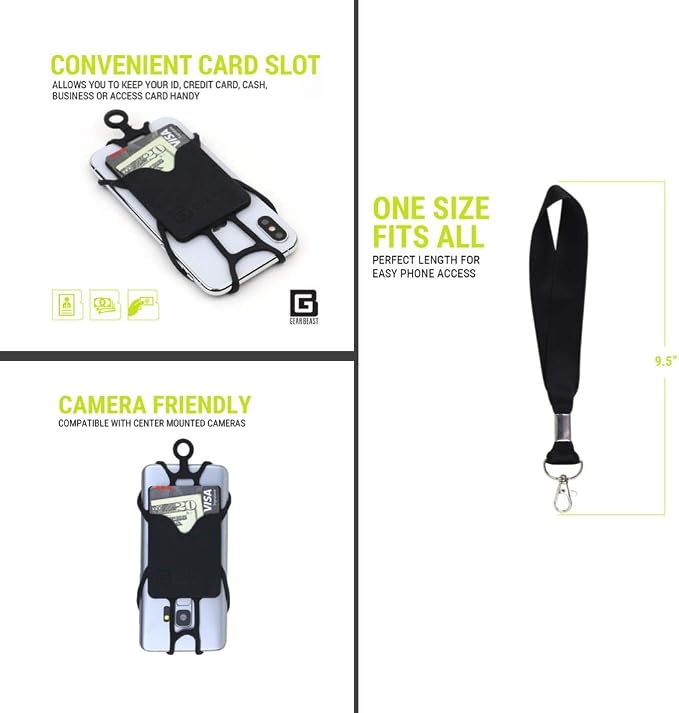 Gear Beast Cell Phone Wrist Strap Mobile Phone Holder Wristlet with Card Pocket Compatible with iPhone, Galaxy & Most Smartphones
