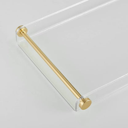 Bathtub Tray Clear Caddy Rack: Acrylic Tub Tray Shelf with Gold Rails to Hold Book Phone Candle Wine - Waterproof Bathtub Accessories, Luxury Gifts for Women