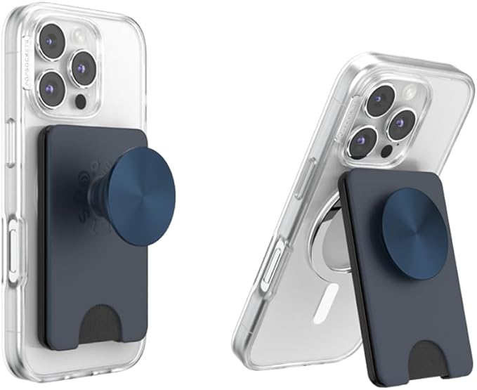 PopSockets Kick-Out Wallet for MagSafe, Adjustable Kickstand, Magnetic Stand, Navy Blue - Navy
