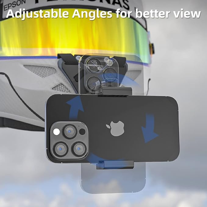 SOH Motorcycle Helmet Chin Strap Mount with Phone Clip, Adjustable Strap Helmet Phone Holder Mount for iPhone 17/16 Pro Max/15/14, Google, Samsung, LG, Pixel, Huawei, Xiaomi,All Smartphones
