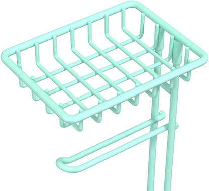 Toilet Paper Roll Holder Stand Nautical Bathroom Tissue Dispenser with Shelf for Larger Rolls-Mint