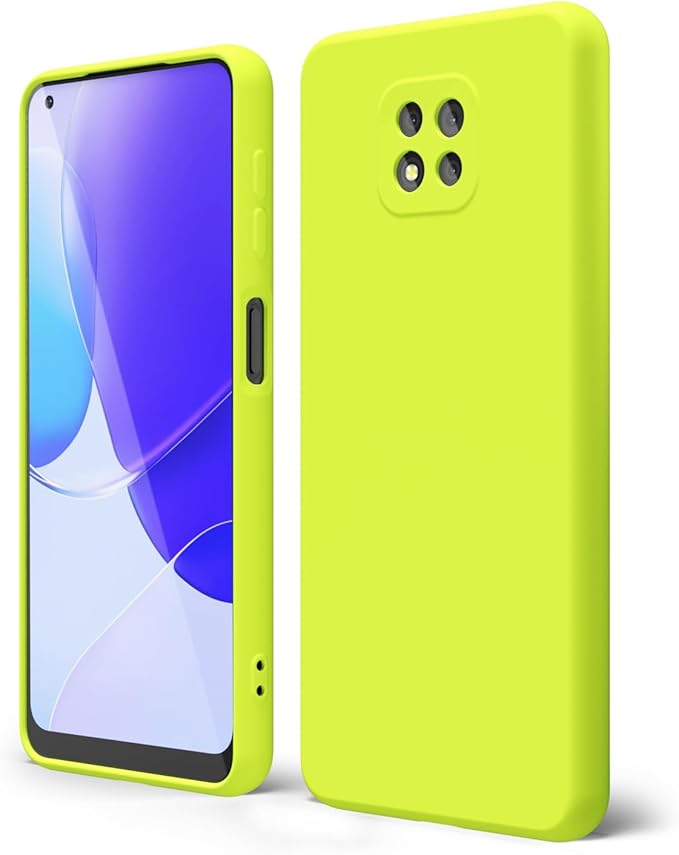 oakxco for Motorola Moto G Power 2021 Phone Case Liquid Silicone, Neon Bright Solid Color, Thin Slim Soft Rubber Gel Matte TPU Plain Simple Cover for Women, Lime Neon Green