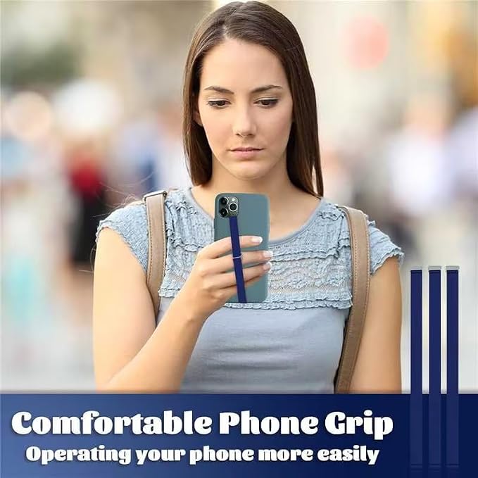 TEAMOLA Silicone Phone Grip Strap - Navy 230 Phone Hand Strap Holder with Loop for Cell Phones, iPhone Grip, Finger Holder & Back of Phone Grips, Secure Anti-Slip Grip(3 Packs)